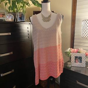 WHBM Asymmetrical Sleeveless Top w/ Gold Threading